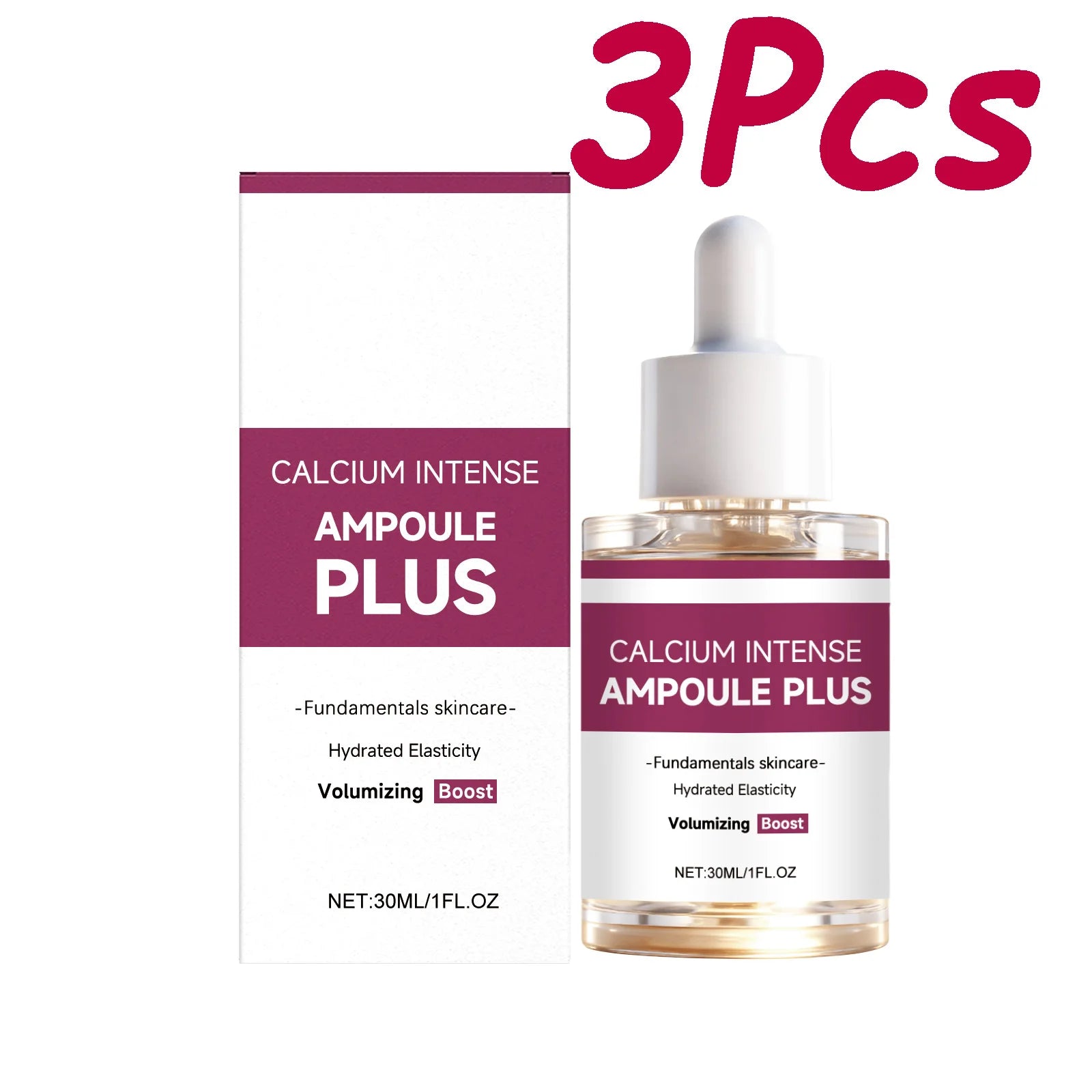 Calcium Intense Ampoule Plus with Collagen Moisturizing Essence Firming Smoothing Brightening Revitalizing Hydrating Face Serum Qme 3 x 30ml Boxed