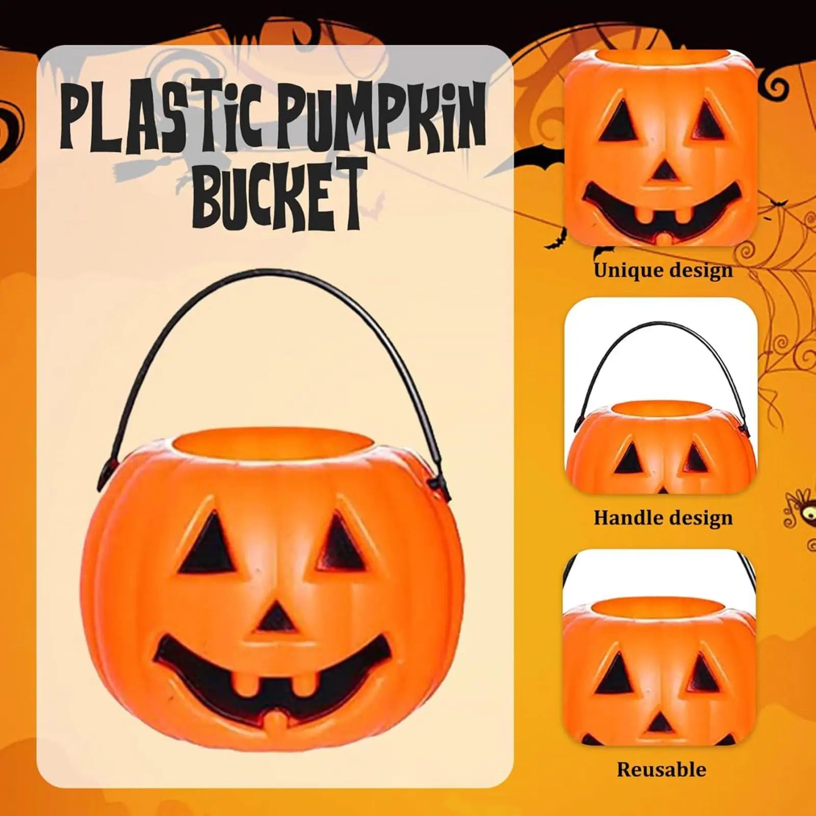 Halloween Candy Bucket 6 Ghost Holder Jack O Lantern Storage Jars Qme