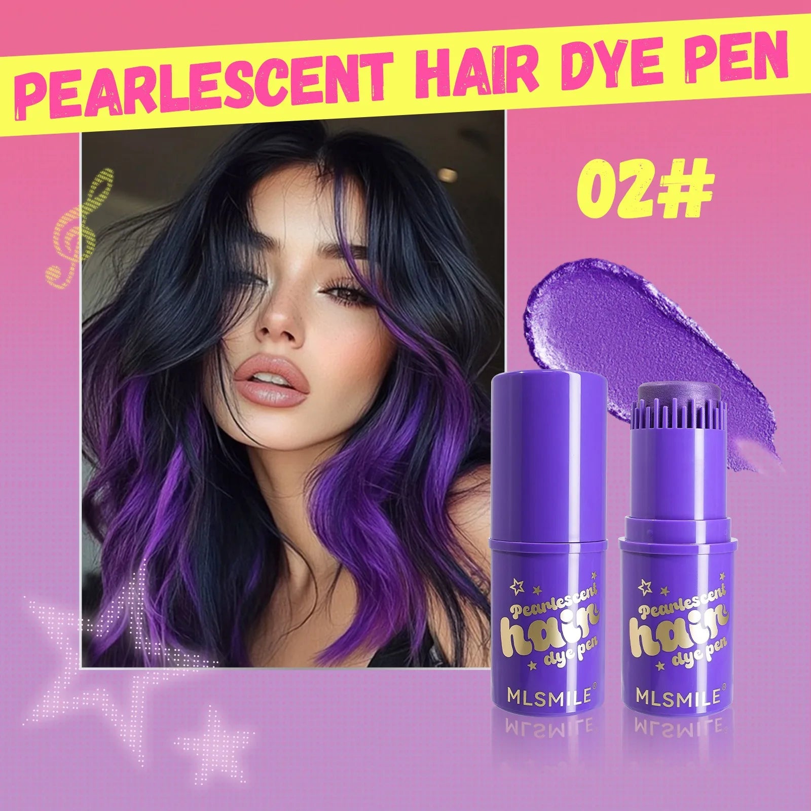 6 Colors Temporary Hair Color Stick, Pearl Shimmer Comb Hair Dye Pen, Washable Waterproof Hair Chalk for Party Cosplay &Festival Qme 02