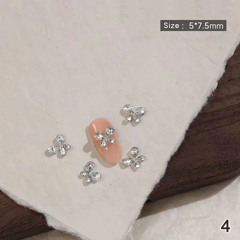 Shiny Zircon Nail Art Rhinestones Charms Bowknot Flower Nails Qme 4