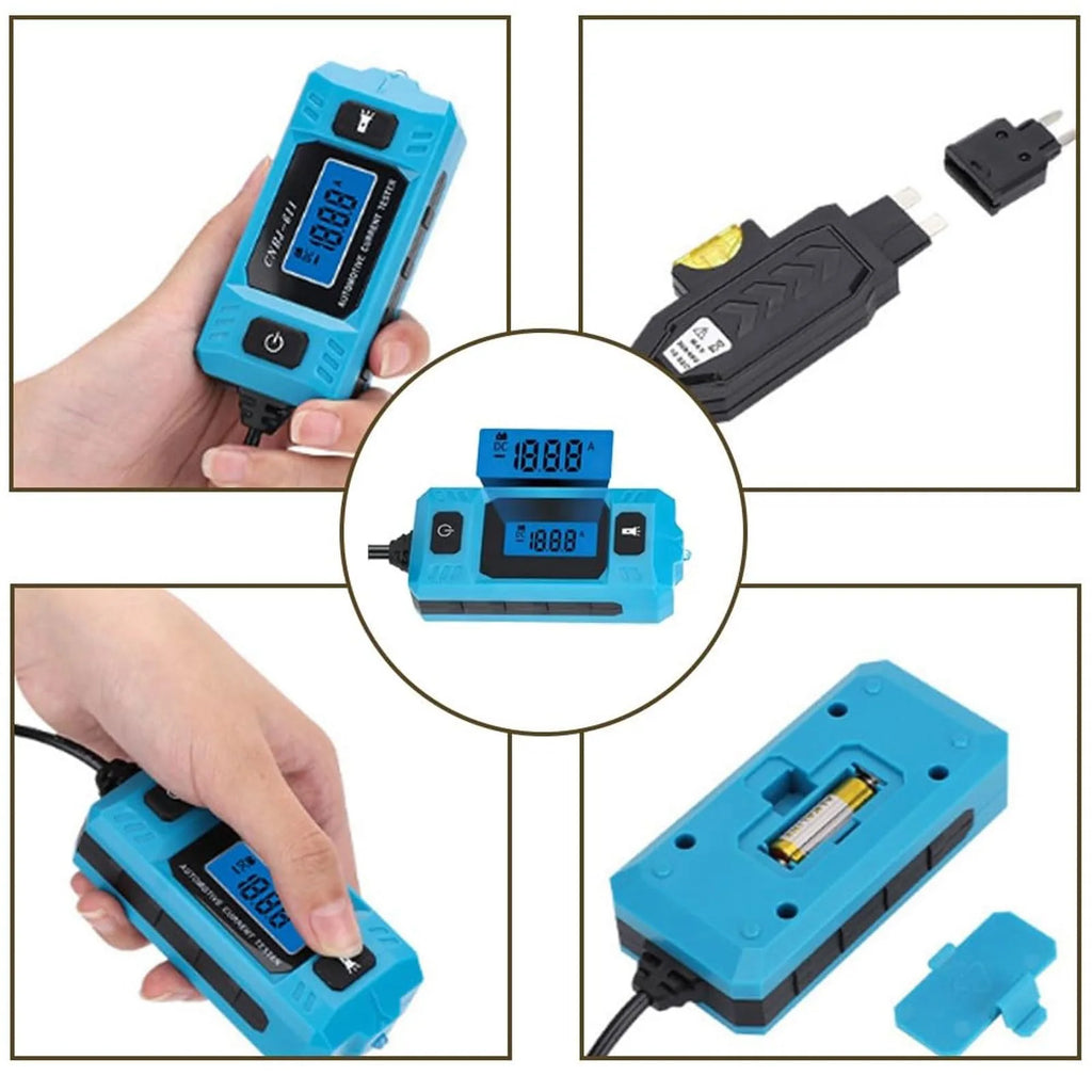 Automotive Fuse Current Tester 0.01~19.99A Car Leakage Analyzer Fault Tester Automotive Fuse Current Testing Tool LCD Display Qme