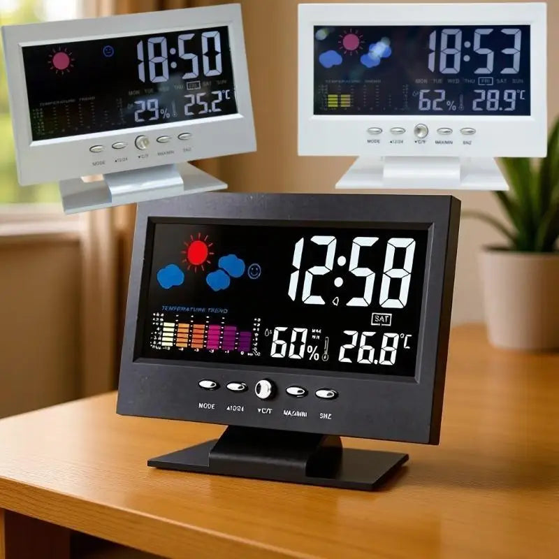 Humidity Meter Multi-functional Weather Station Clock Thermometer Qme