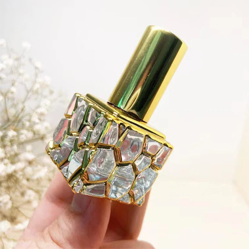 Cube Gold Glass Bottle Empty Cosmetic Containers Travel Portable Qme