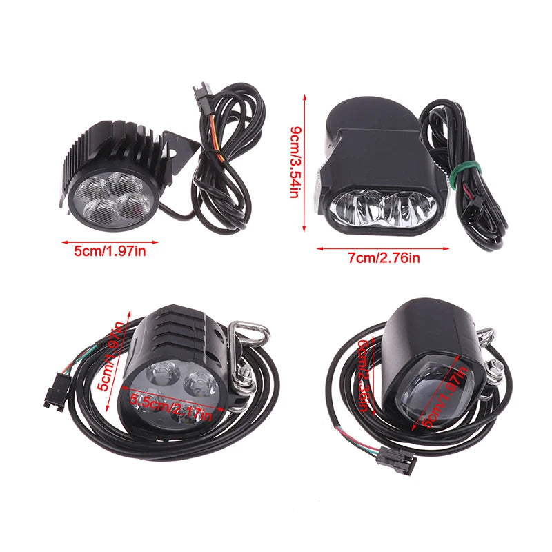 36-72V Electric Bicycle Light Horn 12W LED Scooter Front Waterproof Qme