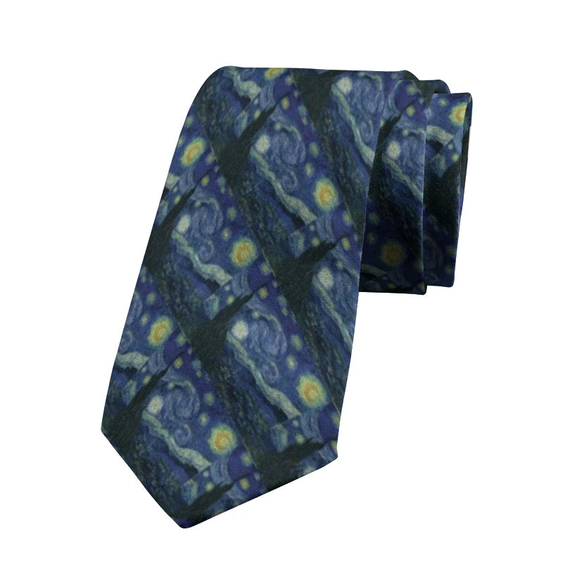 Art Nouveau Portrait Tie Classical Oil Painting Casual Slim Men's Qme type1