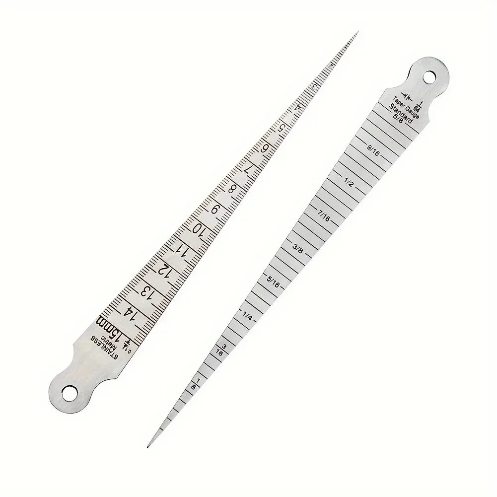 1pc Stainless Steel Wedge Plug Gauge with Double Scale Metric and Imperial Aperture Gauge and Taper Gauge 1-15mm Qme