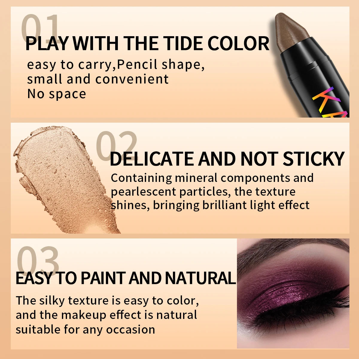 Metallic Purple Green Blue Eyeshadow Pencil Glitter Silkworm Liner Qme