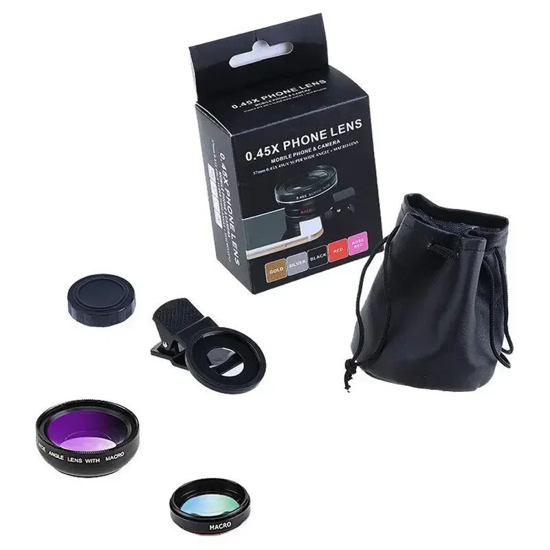 2pcs Phone Lens Kit 0.45x Super Wide Angle & 12.5x Super Macro Lens HD Camera Lentes for IPhone 6S 7 Xiaomi All Cellphone Qme