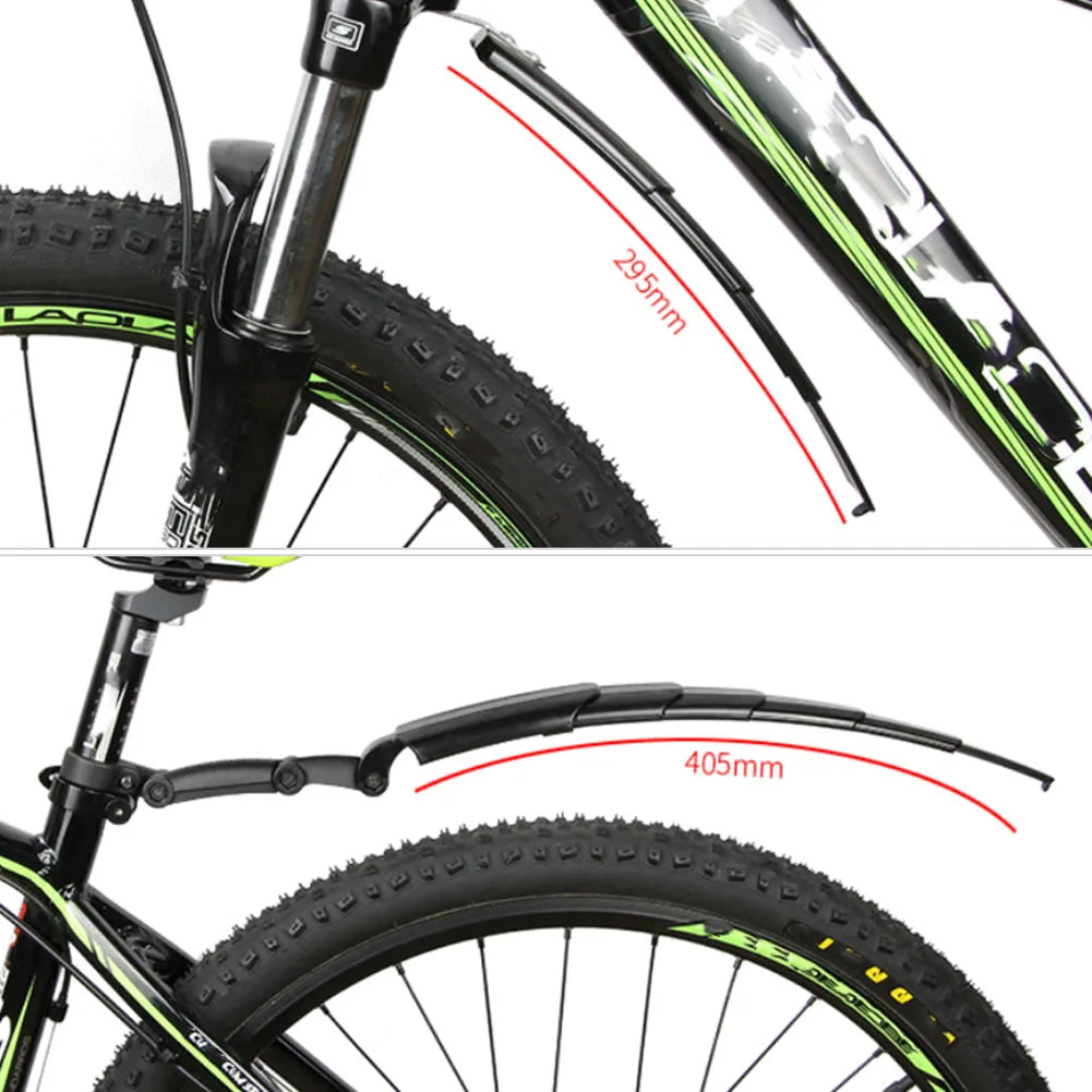 Mountain Bike Fender Front Rear Mudguard Fenders Set Telescopic Bicycle Fender Suitable for 16/18/20/22/24/26/700C Qme