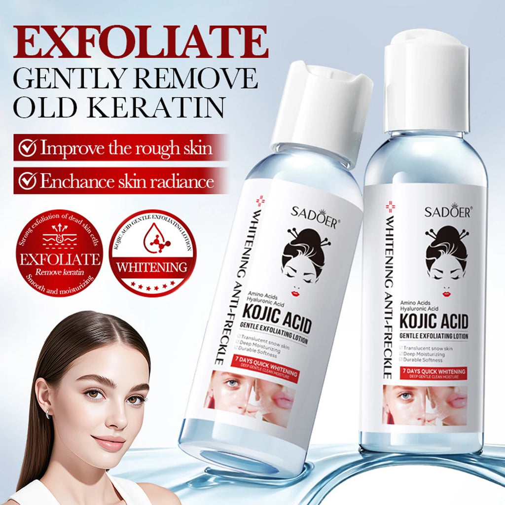 Kojic Acid Gentle Exfoliating Lotion Brightens Skin Tone Leaves Qme