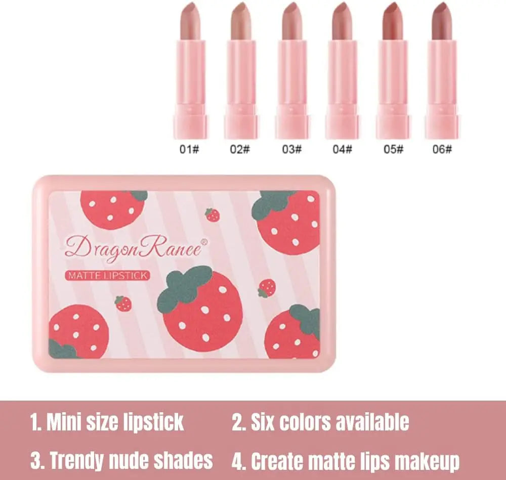 6 Colors Matte Lipstick Lipsticks Mini Waterprooflong Lasting Velvet Qme