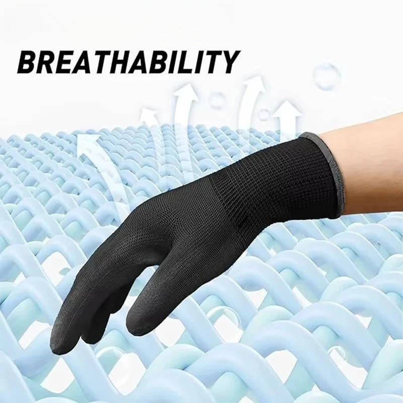 50PCS PU Coated Palm Gloves White Anti-static Dust-free Electronic Factory Labor Protection Gloves PU Coated Fingertips Qme