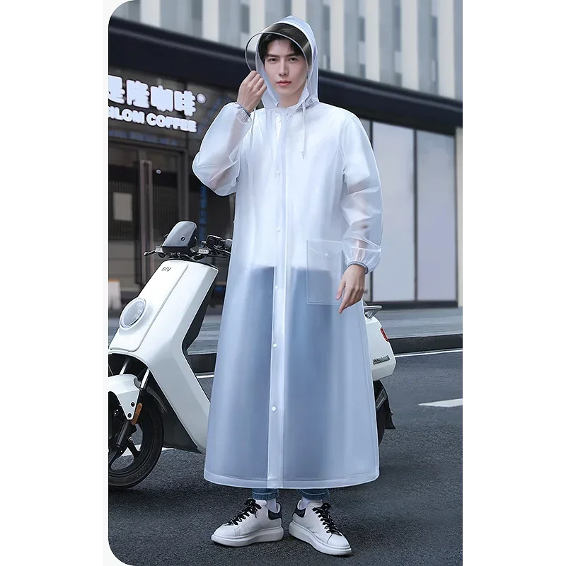 Long Style Environmental Rain Jacket, Zipper Hooded Poncho, Motorcycle Rainwear, Women/Men Hiking Poncho for Summer Qme