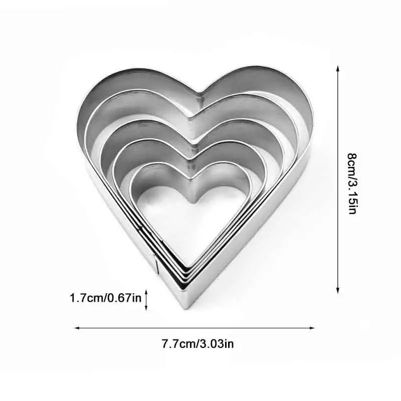 DIY Love Heart Stainless Steel Cookie Cutter Biscuit Mold Fondant Qme one set