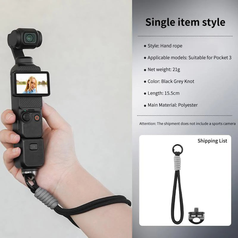 Lanyard OSMO Pocket 3 360 Wrist Hand Strap Handheld Gimbal Camera Qme Black