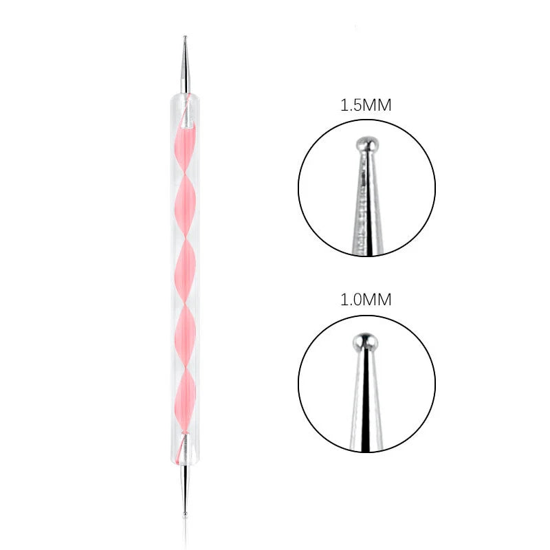Nail Art Dotting Pen, Spiral Rod Hook Pen, Drawing Painting Marbleizing DIY Manicure Tools Qme Pink