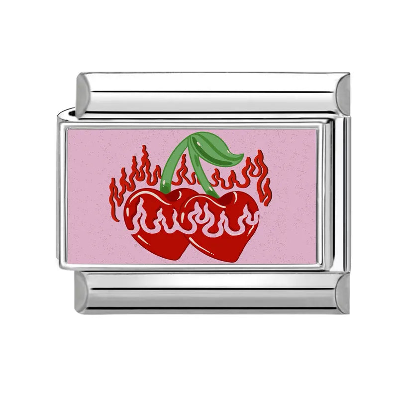 2025 Cute Rabbit Cats Heart Flowers Italian Charm Link Fit Stainless
