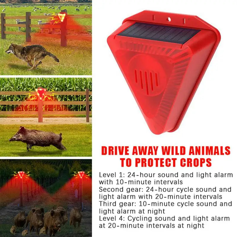 Solar Outdoor Alarm LED Flashing Warning Strobe Light 129 Decibels Dog Barking Sound Security Siren For Home For Villa For Farm Qme