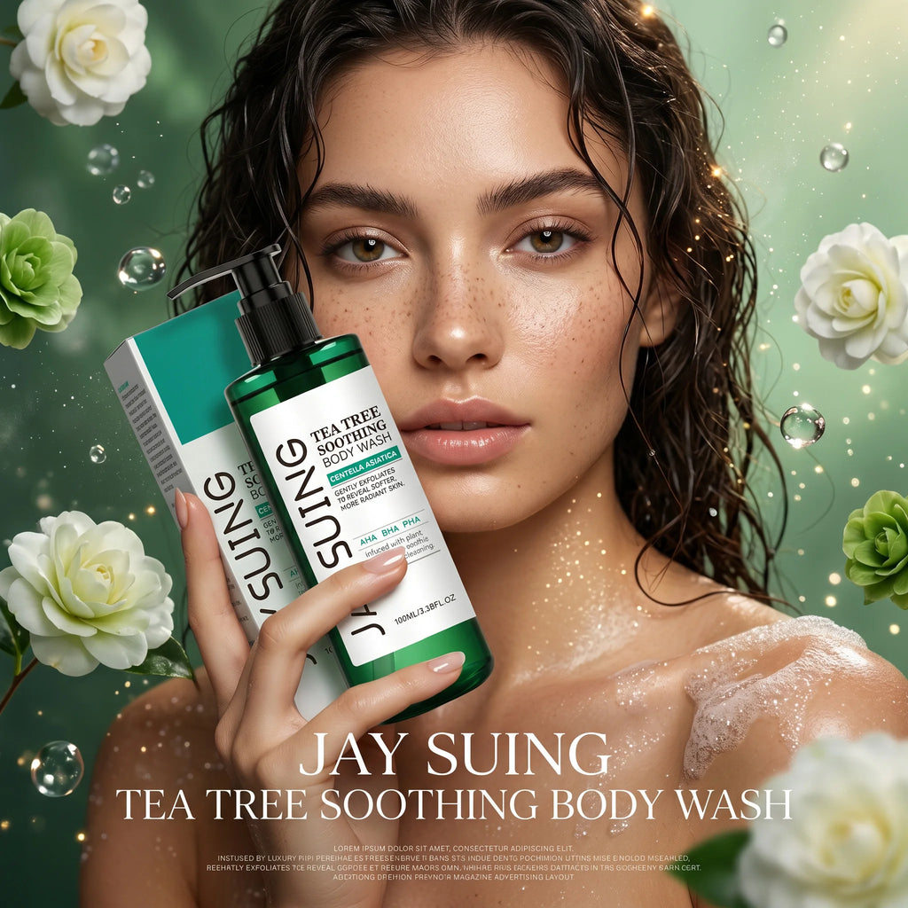 Jaysuing Tea Tree Body Wash Deep Cleaning Soothing Skin Exfoliator Qme