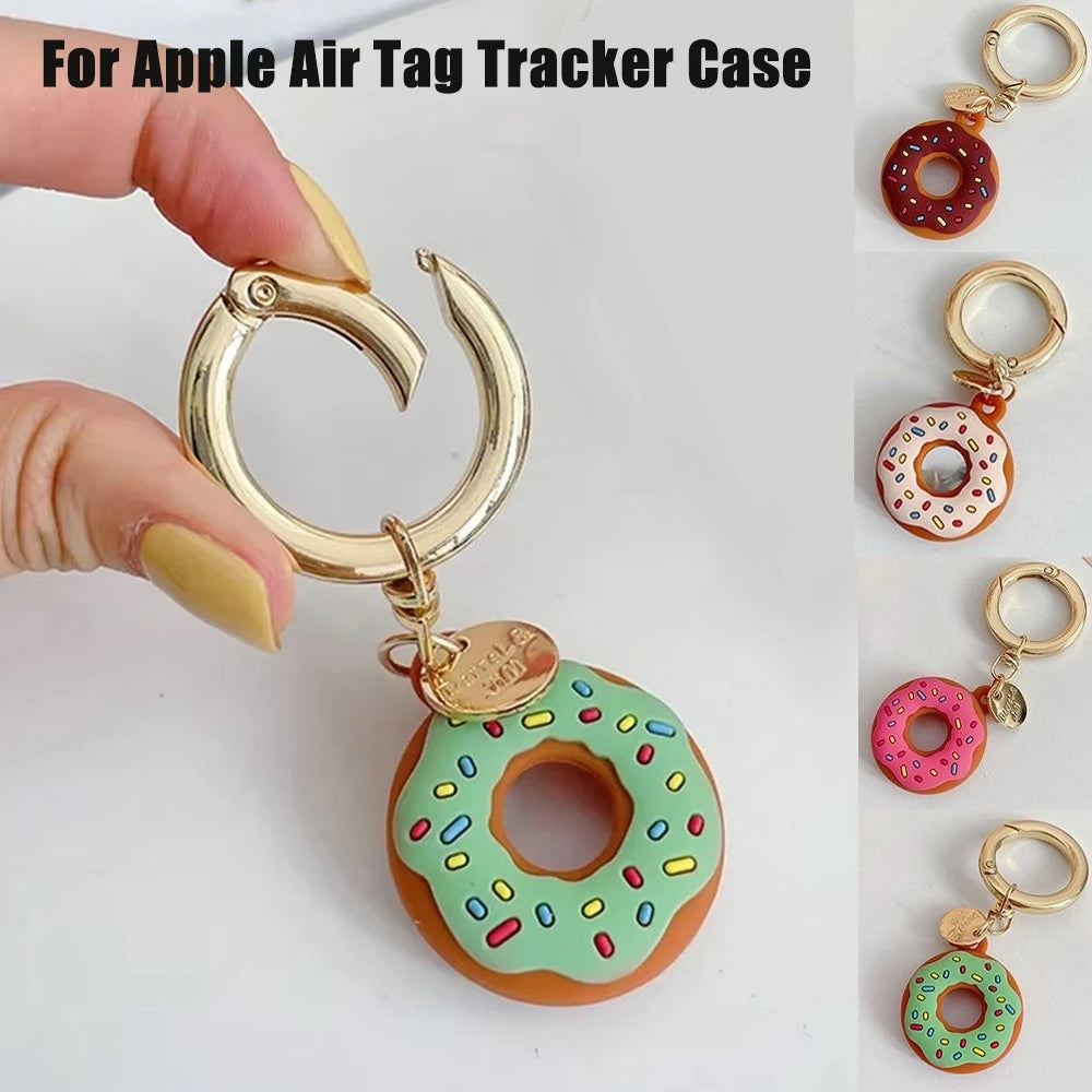 Cartoon Donut Silicone Case for Apple Airtag Case Dog Collar GPS Finder Protective Silicone Case for Apple Air Tag Tracker Case Qme
