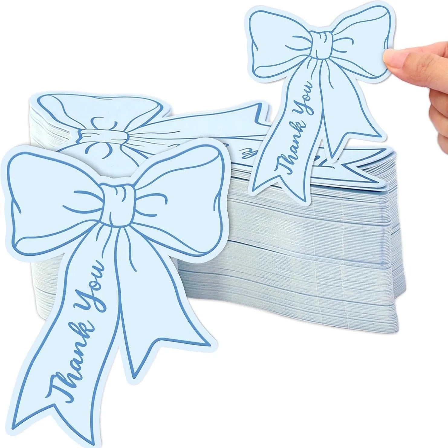 Pink Blue Bow Thank You Card Cute Girl Children's Birthday Party Qme Blue