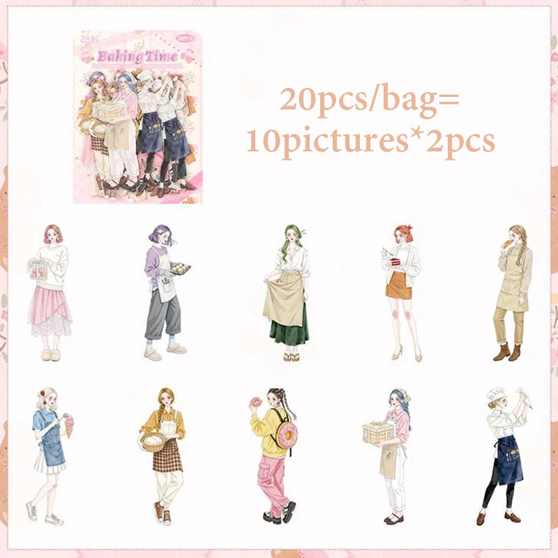 Multi-Scene Outfit Figure Stickers, Art Supplies for Photo Frames & Albums, Decor Stickers for Junk Journals Qme B