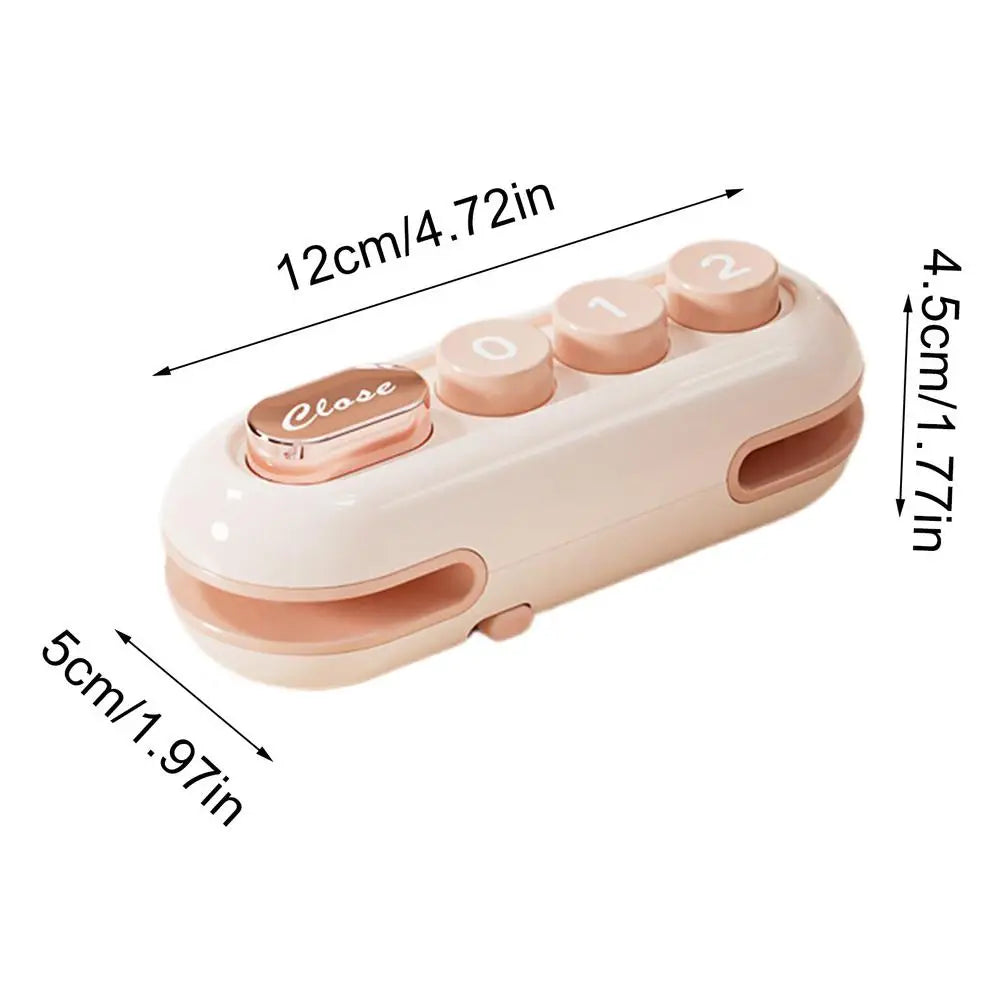 Sealing Machine with Cutter Rechargeable Kitchen Gadgets Bag Recloser with Magnet for Fridge for Snack Nuts Grains Candy Home Qme CN Pink