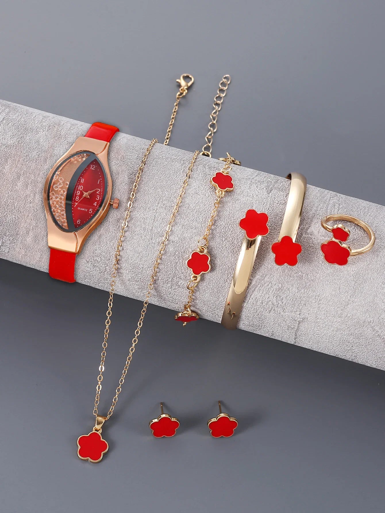Hot selling fine leather with rhinestones, fashionable women's watch, half diamond ball rolling sand women's quartz watch Qme