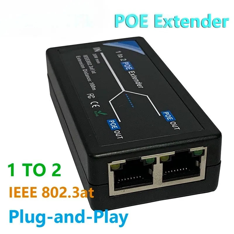 1PCS POE Extender Module POE Network Power Supply Extender 1236 Power Supply Extension Transmission Qme 1 to 2 100Mbps