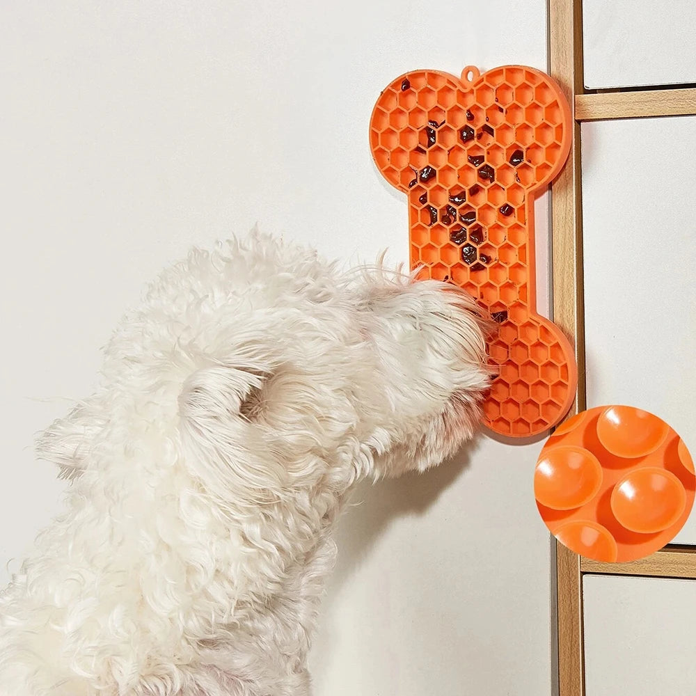 Dog Slow Food Pad Bone Silicone Pet Licking Pad Mat Placemats Pet Supplies Feeding Dog Cats Dogs Supplies Qme