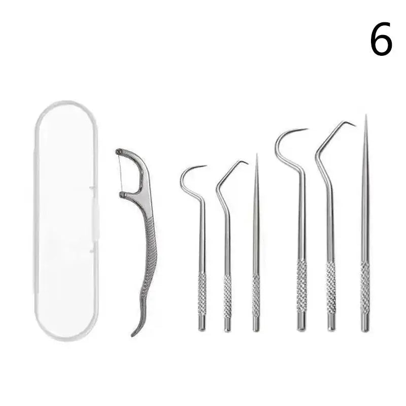 Stainless Steel Toothpicks Pocket Portable Floss Pick Reusable Metal Qme 6