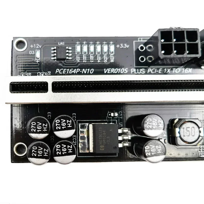 16x Adapter Card, 8 Capacitor Shielding Slot Marquee, GPU Module Extension Cable, PCI - E Riser Card, VER010S PLUS Qme