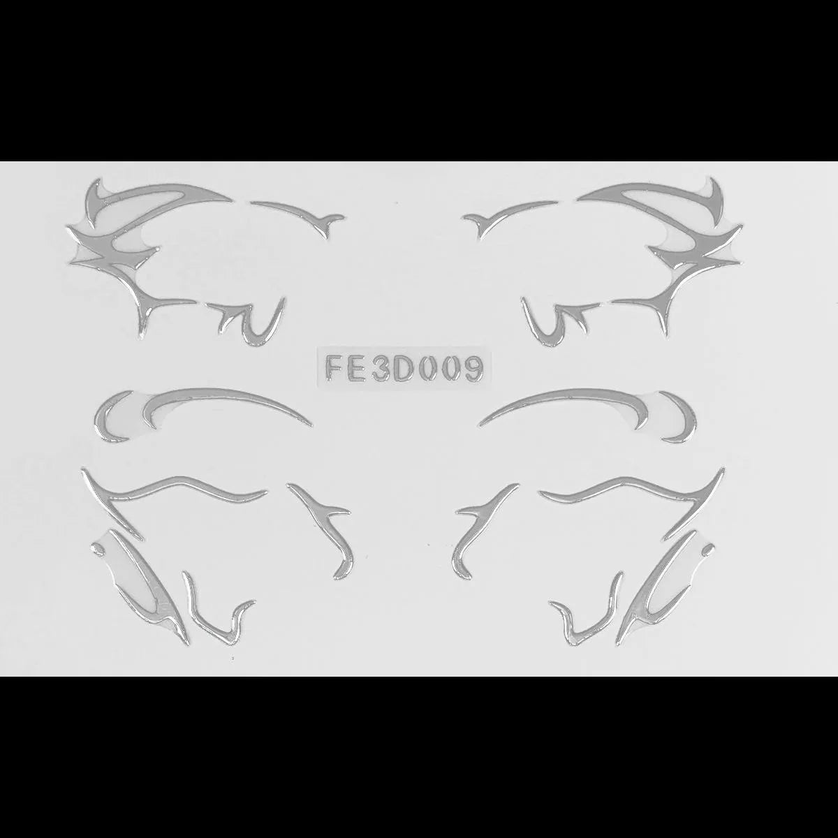 3D Metallic Punk Silver Eye Shadow Stickers Metal Eyeliner Decals Self-adhesive Futuristic Festival Party Eye Makeup Stickers Qme FE3D009
