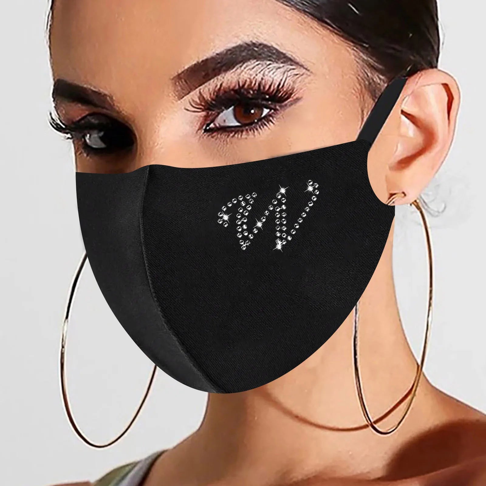 Rhinestone Letter Ice Silk Cotton Mask Adult Black Resuable Washable Soft and Comfortable Mask Outdoor Cycling Mask Qme W