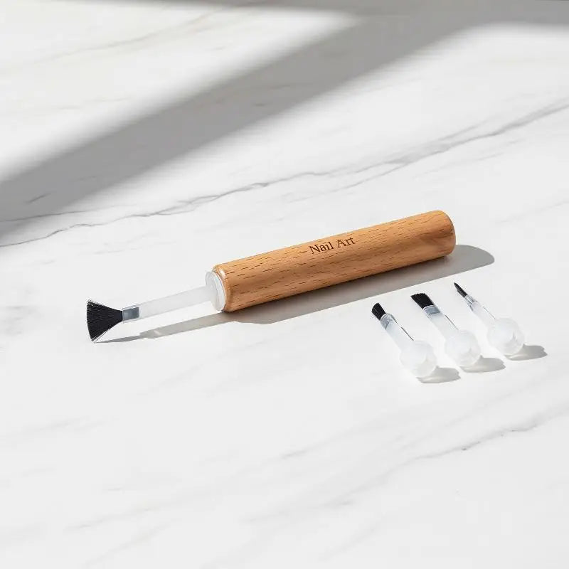 Nail Art Brush Removable Wooden Grip Durable Manicure Polish Brushes Qme