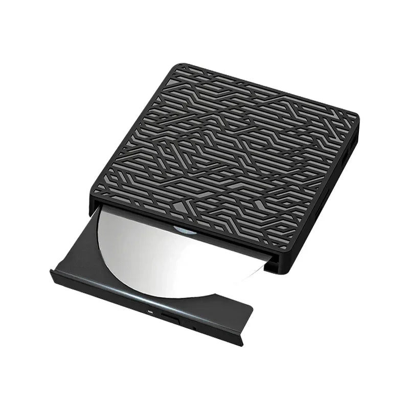 USB 3.0 External Optical Drive Slim High-Speed Reading Support TF Reader Player ForDVD-ROM CD-RW Burner Laptop Macbook PC Qme black