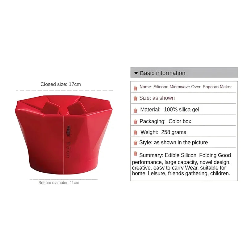 Foldable Silicone Silicone Popcorn Bowls High Quality Kitchen Easy Tools DIY Popcorn Bucket Bowl Maker Popcorn Microwaveable Qme