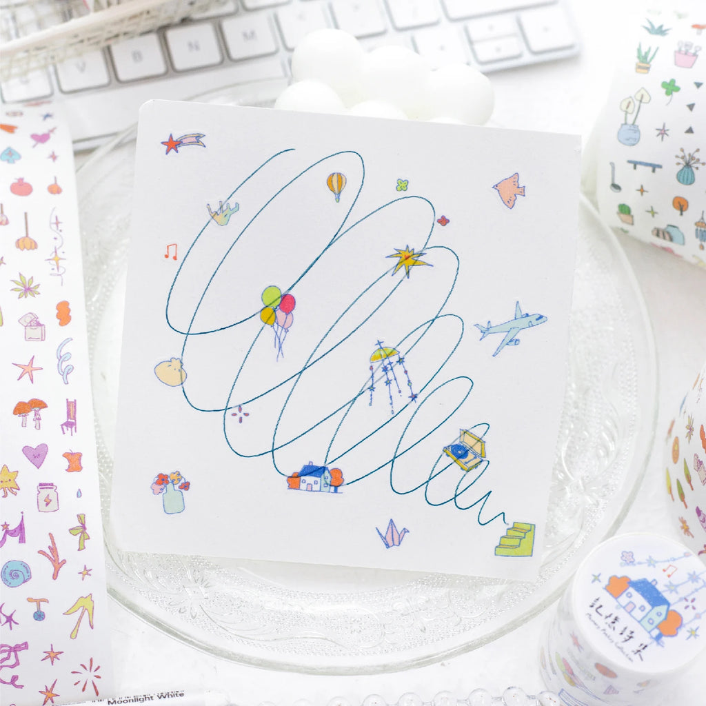 1 Roll Mini Doodle Theme Die-Cut Tape for Journal DIY Scrapbooking Collage Phone Case Notebook Decoration Qme