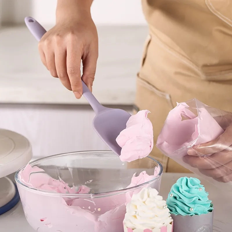 Heat resistant silicone spatula, flexible silicone kitchen cooking and baking appliance, suitable for non stick cookware Qme