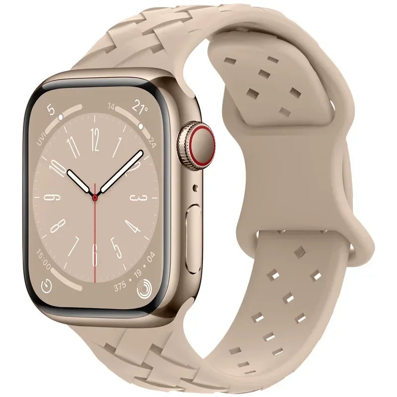 Strap for Apple Watch Band Ultra 49mm 44mm 40mm 45 Mm 41mm 38mm 42mm Sport Silicone Woven Loop Bracelet IWatch Series 8 7 6 3 Qme Pink sand 42 44 45 49mm
