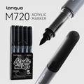 5 Count High Gloss Liquid Acrylic Permanent Marker,Black/White/Gold/Silver, Waterproof, for DIY Craft Painting Multi-Surface Qme 1 box black