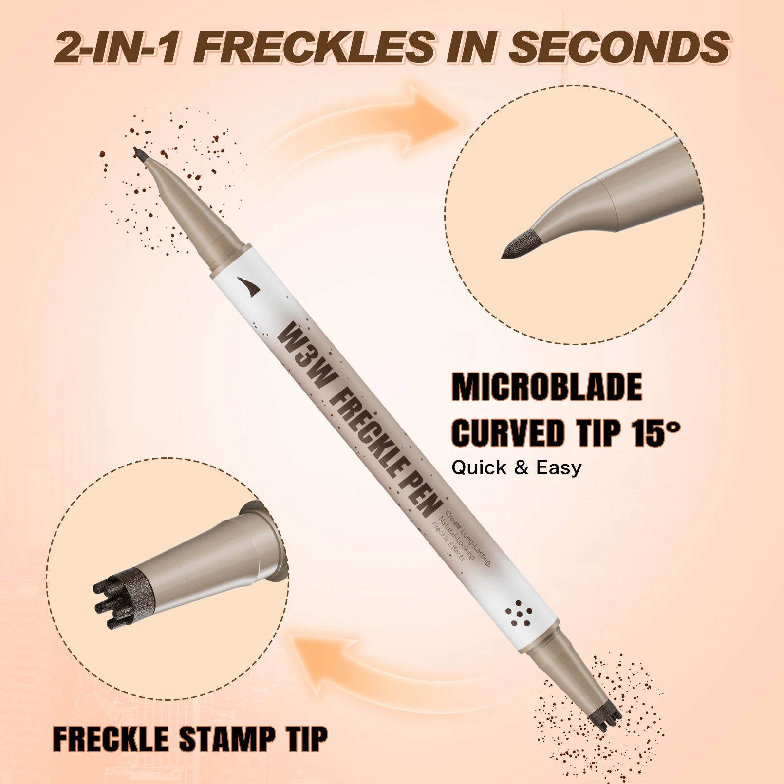 Waterproof Freckle Stamp Pen, Natural Lifelike Fake Freckle Pen, Long-Lasting Quick-Drying Smudge-Proof Makeup Pen Qme