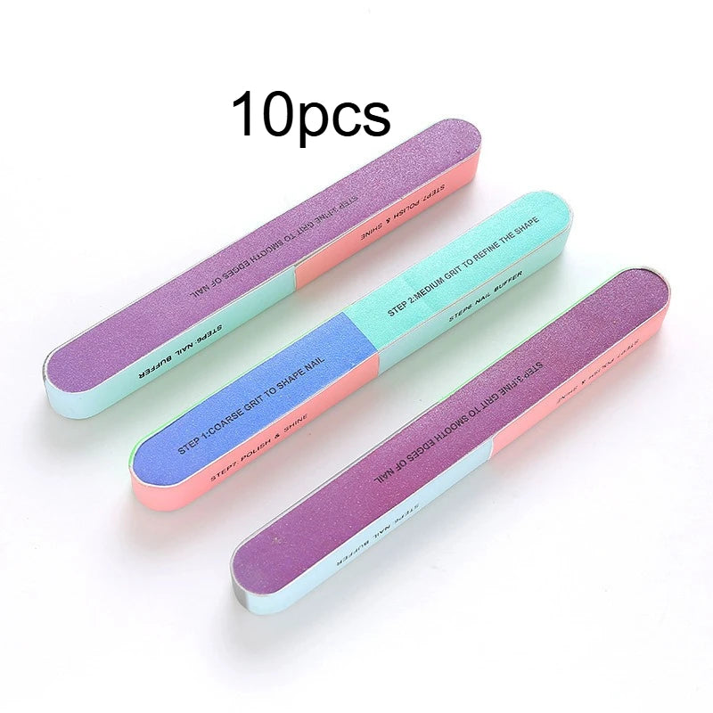 7 Sides Nail Buffers Files Professional Polisher For Nail Art Manicure Polishing Block Buffing Accessories Cream Tools Qme 10pcs
