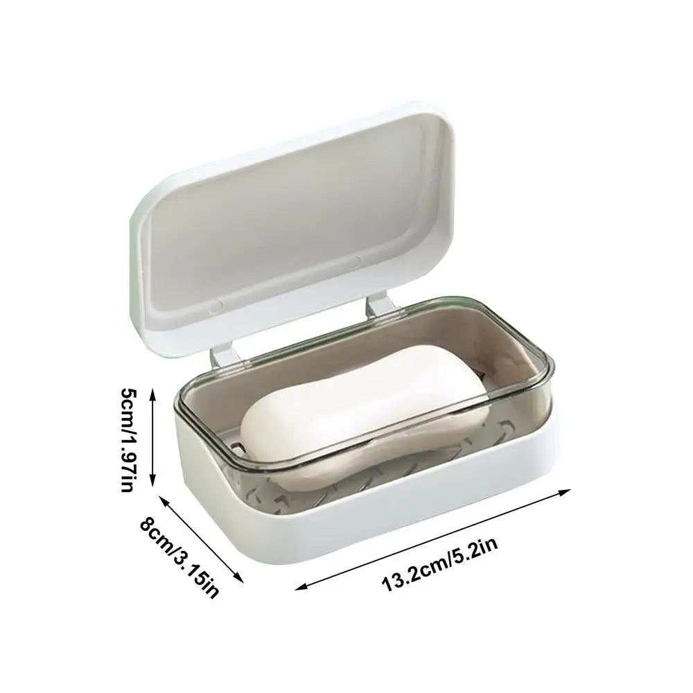 Soap Dish with Lid Soap Dish with Drainage Tray Dustproof Container with Lid for Kitchen Shower Bathroom Camping Sink Bathtub Qme 02