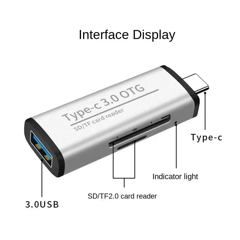Multi-functional Type C OTG Card Reader with USB Female Interface for PC USB 3.0 Read TF Memory Card Reader Adapter Computer Qme