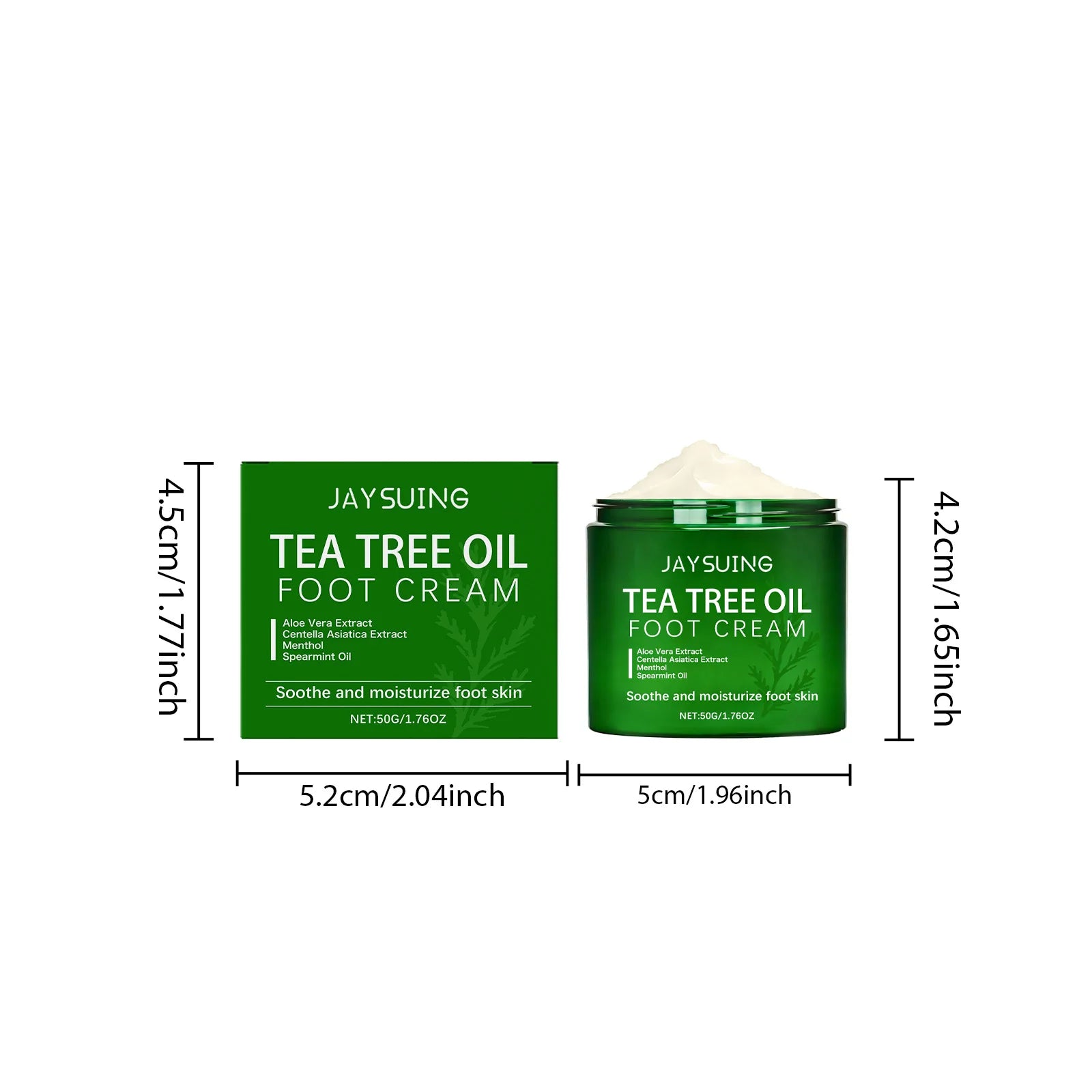 Tea Tree Oil Foot Cream for Dry Cracked Feet Rough Heels Soothing Moisturizing Nourishing Cream Refreshing Non-Greasy Daily Foot Qme 50g Boxed