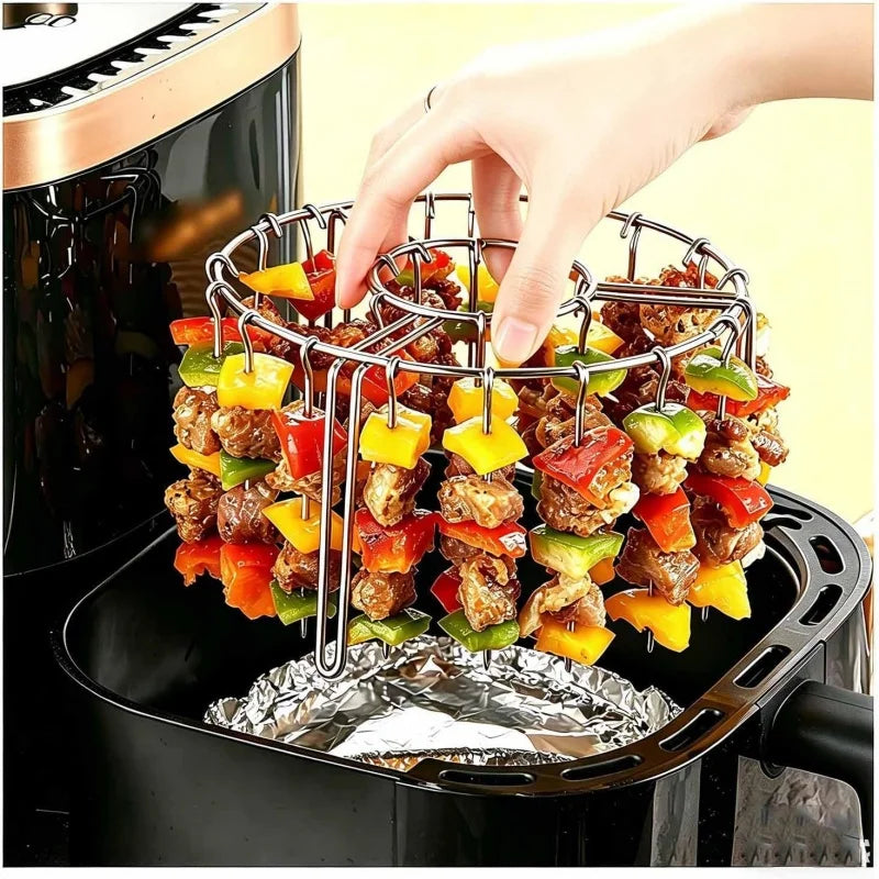 Stainless Steel Vertical Grill Rack Detachable String Grill Vertical Barbecue Skewer Bracket 12/24/36/48 Skewer Holder Qme