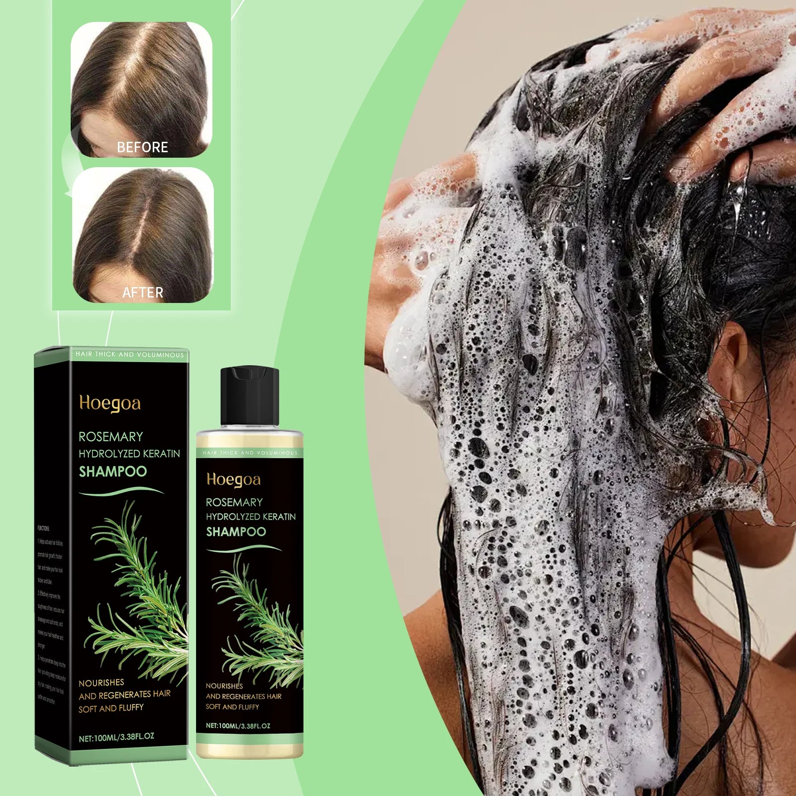 Rosemary Shampoo for Hair Loss Treatment Anti Dandruff Nourishing Softening Hair Care Enhance Roots Promote Hair Growth Shampoo Qme