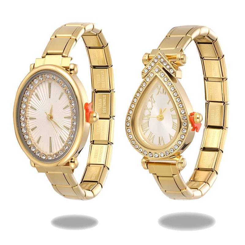 Y2K Wholesale High Quality Colorful Flowers Stainless Steel Watch Bracelets Women's 9mm DIY Italian Charm Bangle Jewelry Gifts Qme
