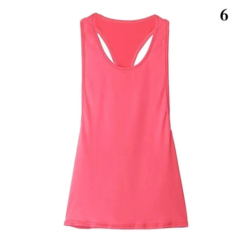 Sports Overshirt Women's Fitness Tank Back T-shaped Quick Dried Slim Qme Red S